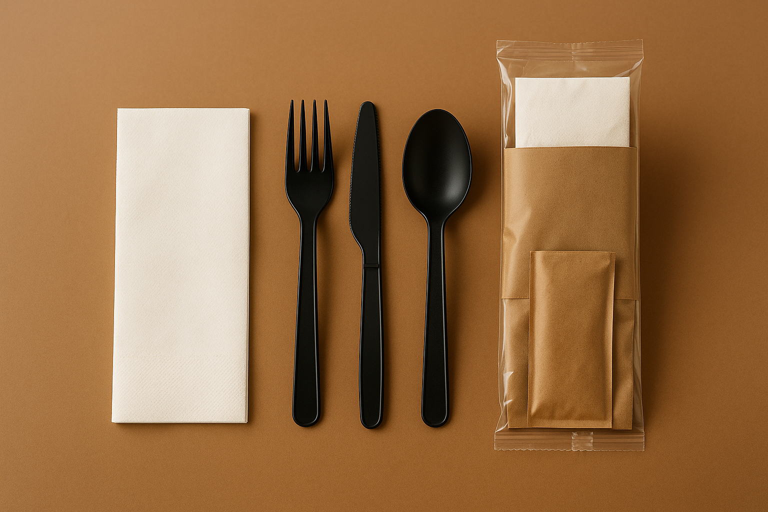 Cutlery kits and napkins